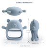 Vbglmya Silicone Baby Teether 6-12 Months,Infant Teether Easy to Hold Teething Rings for Babies 0-6 Months Teething Relief Toys for Baby,Groundhog Gloves Teether Dusty Blue