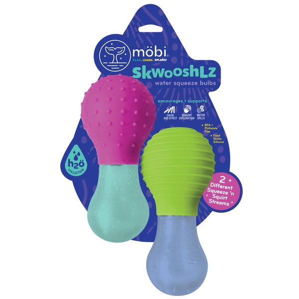 Mobi Skwooshlz Water Squeeze Bulbs - Baby Bath Toys, Silicone Bath Toys, Baby Bathtub Toys, for Toddlers, BPA Free, Food Grade Silicone, Latex Free, Easy to Clean (Pack of 2)
