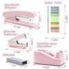 Pink Office Supplies, UPIHO Pink Desk Accessories, Stapler and Tape Dispenser Set for Women with Stapler, Tape Dispenser, Staple Remover, Staples, Clips, Scissor and Tabs,Gift for Students, Coworkers