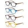 MODFANS 4 Pack Reading Glasses 1.75 Fashion Wood-Look Spring Hinges Stylish Readers Men Women