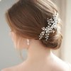 CASOLVX Crystal Wedding Hair Comb Pearl Crystal Hair Piece Bride Side Comb Hair Accessories for Women and Bride Handmade Jewelry(Silver)