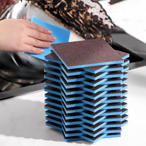 10-Pack Double-Sided Magic Sponges for Rust Removal - Heavy-Duty Emery & Soft Sponge Cleaning Pads for Kitchen, Pots, and Pans - Versatile, Durable, and Easy to Use Scrubbers