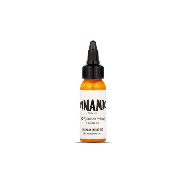 Dynamic Color Co- Golden Yellow Tattoo Ink, Sterilized, Vegan & USA-Made Since 1990 – Trusted by Artists Worldwide (1oz Bottle)