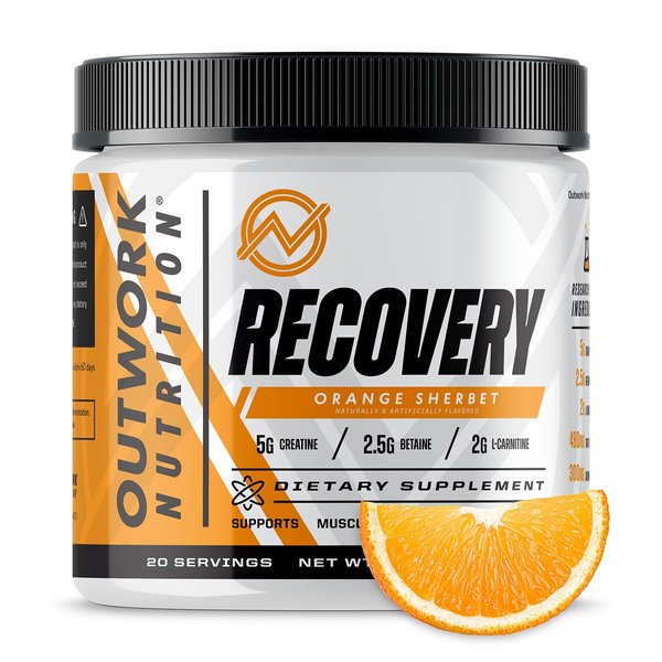 Outwork Nutrition Recovery Supplement, Post Workout Recovery Powder & Muscle Builder for Men and Women, Recharge Muscles After Gym, Backed by Science, Orange Sherbet, 230 Gr