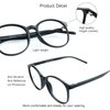VisionGlobal Blue Light Blocking Glasses for Women/Men, Anti Eyestrain, Stylish Oval Frame, Anti Glare (Black, 1.75 Magnification)