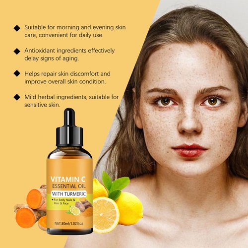 ARCHIDATE Vitamin C Turmeric Face Oil, Turmeric Facial Oils for Face Anti aging, Reduce Wrinkles & Fine Lines, Firming Skin, Dark Spot Remover, Even Skin Tone, Hydrate Dry Skin, Enhanced Skin Barrier