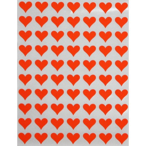 Royal Green Mini Hearts Stickers for Decoration 1/2 inch Colored Label Hearts for Arts, Crafts, Party Supplies, and Scrapbooking, 1050-Pack (Neon Red)