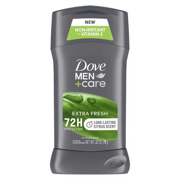 DOVE MEN + CARE Antiperspirant Deodorant Stick Extra Fresh with 72-hour Sweat & Odor Protection with 1/4 Moisturizing Cream & Long-lasting Citrus scent 2.7 oz