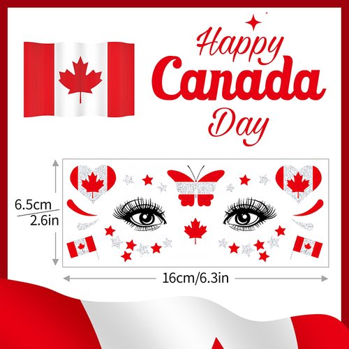 Canada Face Temporary Tattoos Canadian Flag Tattoos National Flag Fake Tattoos For Men Kids Women Red Maple Silver Star Tattoo Sticker for Canada Day Decorations Party Supplies Favors 10 Sheets