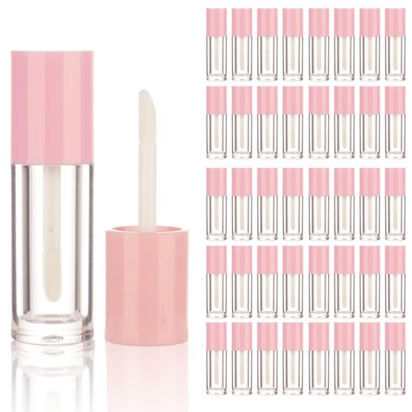 COSIDEA 40PCS Empty Pink Mini Lip Gloss Tubes 2.5ml 0.08 OZ lipgloss Tube with Wand Applicator for Lip oil tint bottles container