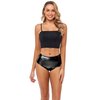 Kepblom Metallic High Waisted Booty Shorts Women's Shiny Cheeky Dance Festival Rave Bottoms (Black,S)