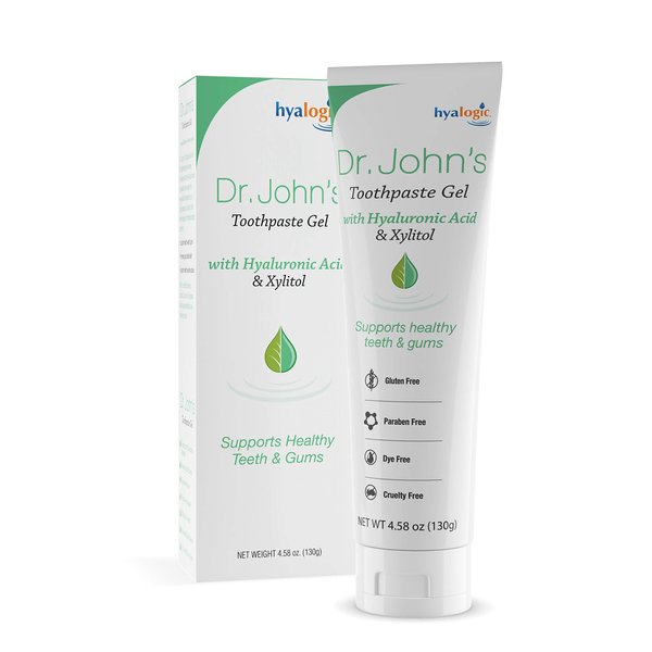 Hyalogic Fluoride Free Toothpaste: Dr. John’s Natural Toothpaste w/Hyaluronic Acid – Support Healthy Teeth & Gums - Gentle Whitening Fresh Mint Toothpaste— Vegan Friendly (4.58 oz)