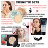 Mushroom Head Air Cushion CC Cream Full Coverage Liquid Foundation Set,Oil Control Concealer Lasting Moisturizing BB Cream,Loose Setting Face Powder Moisturizer Base Primer Makeup with Makeup Sponge