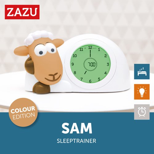 Zazu Sam The Lamb Clock - Sleep Trainer Clock & Nightlight for Kids | Light Up Alarm Clock | Helps Teach Your Child When to Wake up with Visual Indicators | Adjustable Brightness | Auto Off