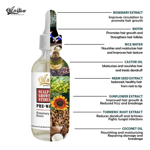 Rosemary and Biotin Pre-Wash Scalp Oil and Hair Treatment Oil: Pre Shampoo Dry Scalp Treatment, Hair Growth Stimulator Serum For Healthy Scalp & Less Hair Fall and Breakage. 2 Fl Oz.