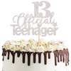 1 PCS 13 Official Teenager Cake Topper Glitter 13th Birthday Cake Pick Decorations for Teen 13th Birthday Party Supplies Silver