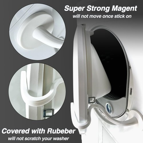 Spidfee Front Load Washer Door Prop, Magnetic Flexible Washer and Dryer Door Support Keep Washer Drying Door Open to Keep Dry - White