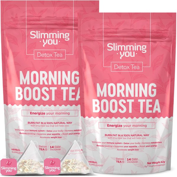 Detox Tea Morning Boost Tea (2 Pack), All Natural Herbal Tea for Detox and Colon Cleanse, Non-GMO, Vegan (28 Tea Bags Total)