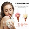 COHEALI 2Pcs Bath Loofah Sponge Ice Cream Cone Shower Sponge Exfoliating Mesh Pouf Bath Ball Body Scrubber Exfoliator for Men Women Light Yellow Pink