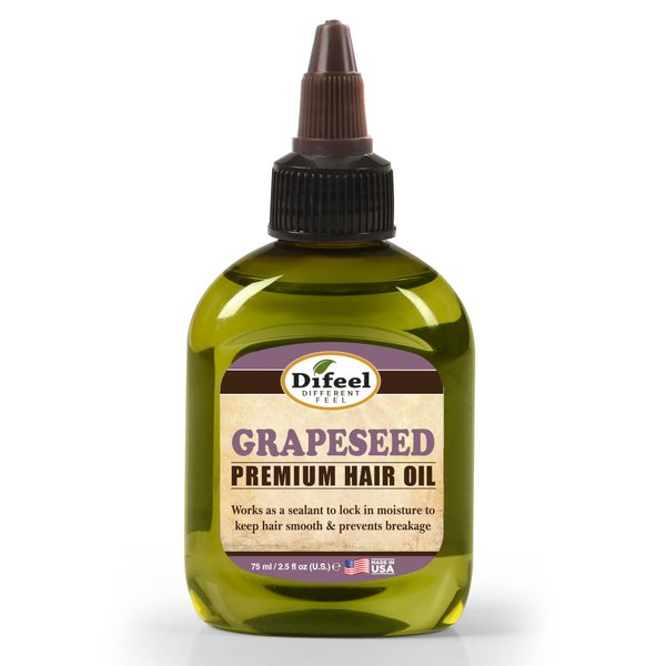 Difeel Grapeseed Premium Hair Oil 2.5 oz. - Natural Grapeseed Oil for Hair