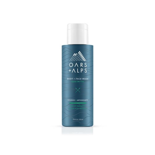 Oars + Alps Mens Moisturizing Body and Face Wash, Skin Care Infused with Vitamin E and Antioxidants, Sulfate Free, Alpine Tea Tree, Travel Size 3.4oz 2 Pack