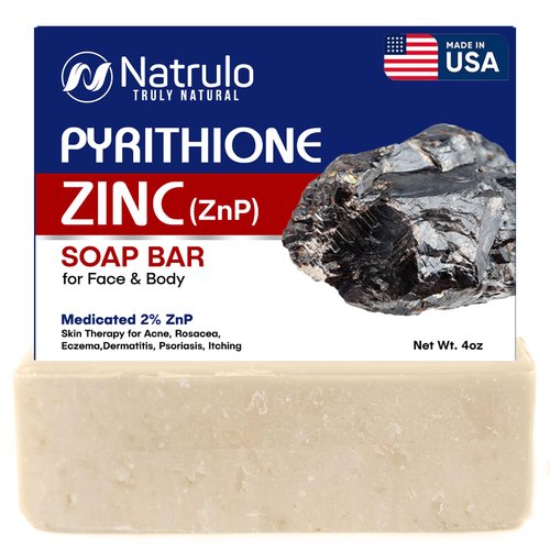 Herblov Pyrithione Zinc Soap Bar for Face & Body, 4oz | 2% ZnP Bar Soap Skin Therapy Cleanser for Acne, Rosacea, Eczema, Dermatitis, Psoriasis, Itching | Cleansing, Calming Facial Wash | Made in USA