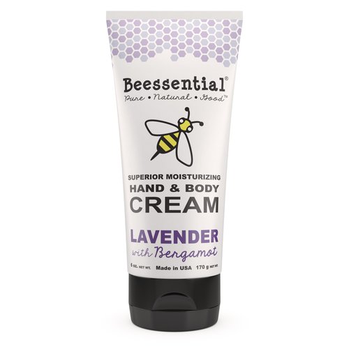 Beessential All Natural Hand And Body Cream, Lavender and Bergamont Essential Oils, with Moisturizing Shea & Cupuacu Butter, Olive Oil, Beeswax - Made in the USA, 6 oz