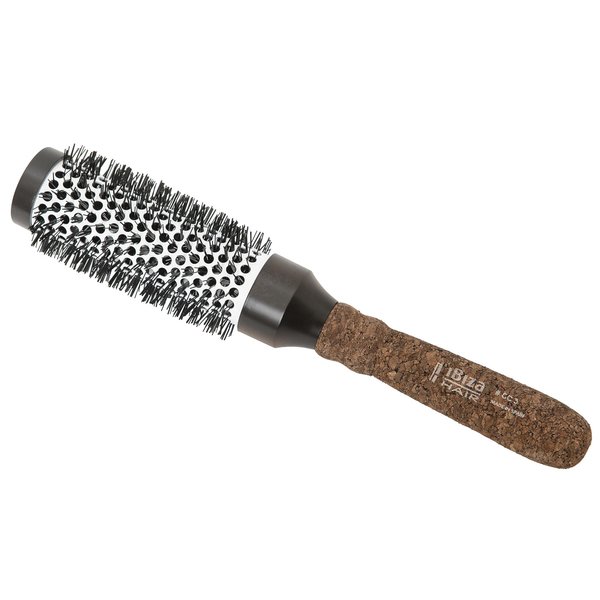 Ibiza Hair Professional Ceramic Round Brush (CC3, 50mm), Carbon Fiber/Nylon Bristles & Ergonomic Cork Handle, Heat Resistant Ionic Hair Brush to Reduce Frizz & Static Electricity
