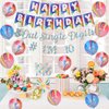 JOYMEMO Tie Dye 10th Birthday Decorations for Girls, Rainbow Peace Out Single Digits Tie Dye Tenth Birthday Party Supplies, Paper Glitter Banner & Cake Topper Double Digits 10 Birthday Decor