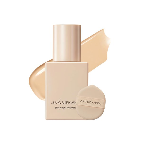 [JUNGSAEMMOOL OFFICIAL] Skin Nuder Foundation 1.0 fl oz (30 ml) with Exclusive Puff (Light) | Korean Foundation | Makeup Artist Brand | Flawless Coverage | Dewy Finish | Long-lasting