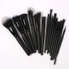 15 Piece Synthetic Vegan Makeup Brush Set with Quilted Bag, Black