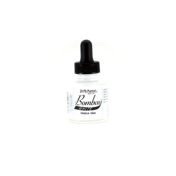 Dr. Ph. Martin's Bombay India Ink (8BY) Ink Bottle, 1.0 oz, White, 1 Bottle
