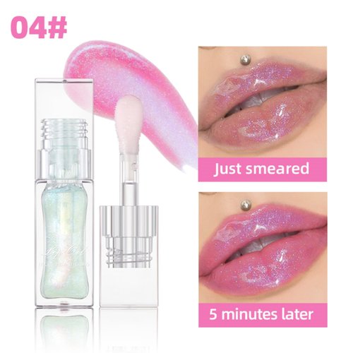 MAEPEOR Changing Lip Gloss 7 Colors Moisturizing Non-sticky Lip Oil Gloss Nourishing Shiny Glossy Lipgloss for Lip Care and Dry Lip (Color 04)
