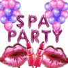 32 Pcs Spa Party Balloons Pink Spa Theme Birthday Party Supplies Lip Lipstick Cosmetics Balloons Decorations for Girls Spa Day Makeup Party (rose red)