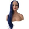 karissa Hair Dark Blue Lace Front Wigs for Women Soft Blue Long Natural Straight Realistic Synthetic Wig with Natural Hairline Glueless Heat Resistant Fiber Hair Cosplay Party Makeup Daily 24inches