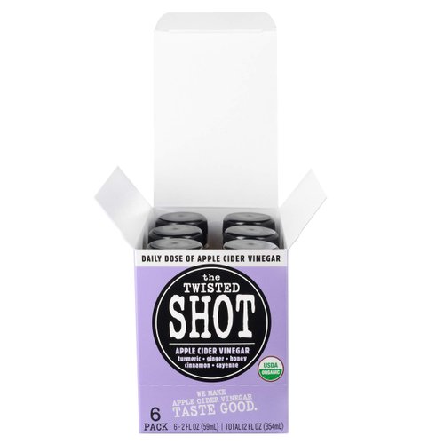 The Twisted Shot | Apple Cider Vinegar Shots with Turmeric, Ginger, Cinnamon, Honey & Cayenne | Wellness Drink | 100% USDA Certified Organic | Gut Health | 6-Pack of 2oz Shots, Liquid