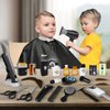 deAO Barber Shop Pretend Play Toy,29 PCS Kids Shaving Kit for Boys,Styling Accessories with Hair Dryer,Hair Straightener,Stylist Apron,Boys Grooming Salon Set Gift for Kids 3+