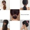 AsggBah 3pcs Premium Hair Elastic Scrunchies with Flower & Pearl Deco Elegant Hair Ties Hair Band Hair Accessory for Ponytail Hairball (Red+Purple+Brown)