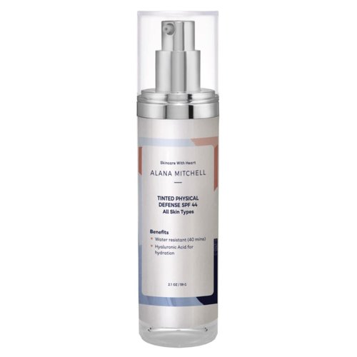 Alana Mitchell Tinted Moisturizer Sunscreen for Face - Physical Defense Face Moisturizer with SPF 44 - Face Sunscreen w/Hyaluronic Acid – Water-Resistant Tinted Sunscreen - All Skin Tones (2.1 oz)