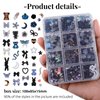 editTime Mixed Style Fashion 3D Nail Art Charms Kit Resin Camellia Rose Flower Butterfly Bow Moon Heart Bear Snake Hollow Pearl with Rhinestones and Soft Slice (Black)