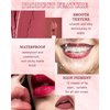 LYSdefeu Matte Liquid Lipstick Lip Gloss Kit-6Pcs Dark Ruby Red Berry Plum High Pigmented Lip Tint Stain,Longlasting Waterproof Non-stick Cup Lipgloss 24H Stay Lipstain,Makeup Gift for Women-SetB