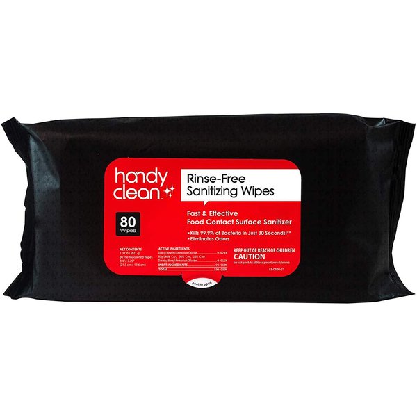 HandyClean Rinse Free Sanitizing Wipes, Surface Cleaner Wipes, 80 ct of 10.5 x 8 inches Sanitizing Wipes