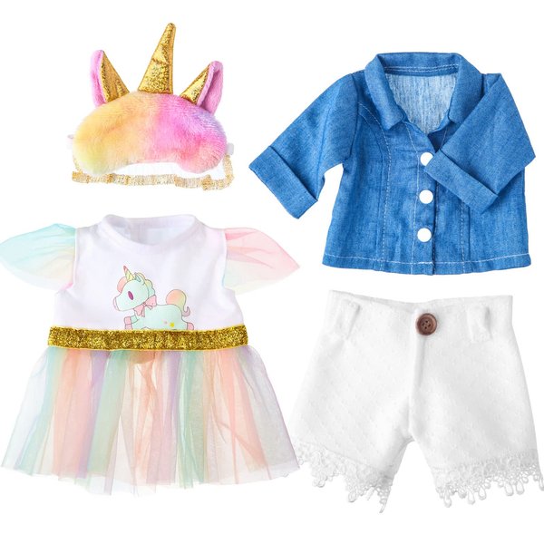 Set of 2 Unicorn Skirt Teddy Bear Clothes Outfit Fits Most 14" - 18" Bear Plush Stuffed Animal Outfit Build a Bear Doll Clothes and Make Your Own Stuffed Animals(Unicorn Style, Fit 14"-18")