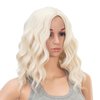 SWACC 15 Inch Short Curly Wavy Hair Wig Medium Length Synthetic Colorful Cosplay Daily Party Wig for Women with Wig Cap (Platinum Blonde)