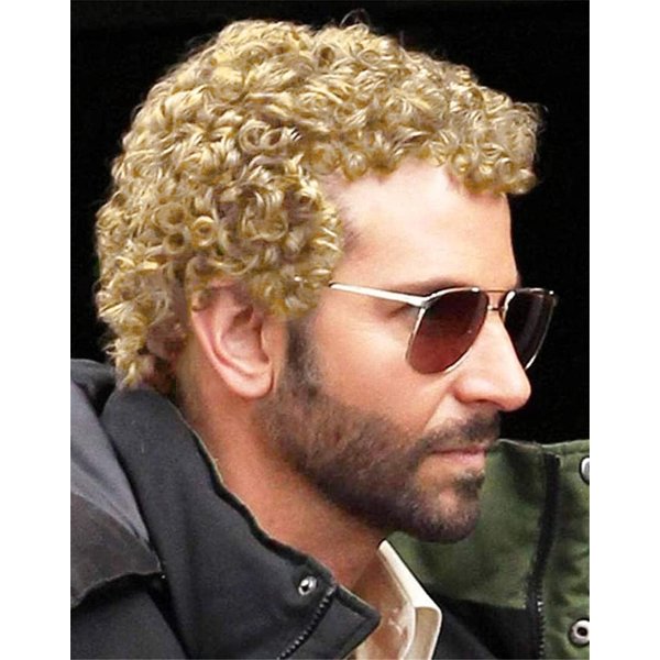 Amnenl Mens Light Blonde Afro Curly Short Wig Fluffy Synthetic Rocker Funcy Male Hair Wig Halloween Cosplay Costume Wig