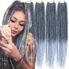 Mayloss 6 Packs/Lot (14/18/24/30) inch 1cm 20 Strands/Pack Thin 3X Box Braid Crochet Hair Extensionin Diameter 3X Synthetic Braid Hair Extensions Crochet Braids Hair Color(30Inch T1B/grey)