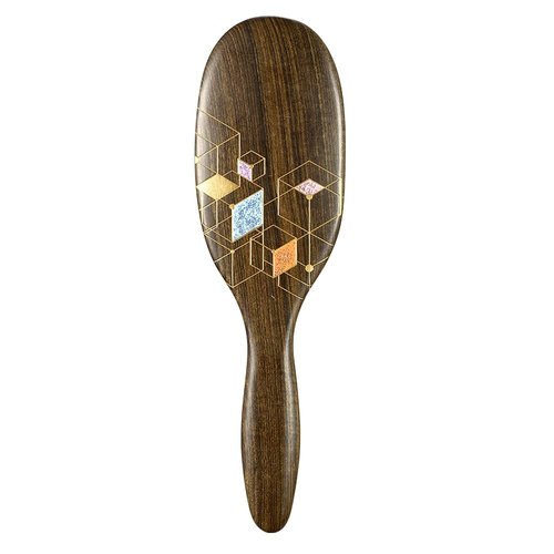TAN MUJIANG Wooden Hair Brush for Women Colorful Lattice