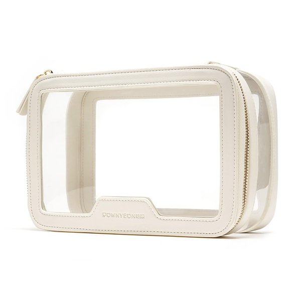 Rownyeon Clear Makeup Case Toiletry Bag Multipurpose Travel Makeup Train Case Portable Cosmetic Organizer Transparent Storage Bag White