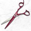 Saki Red Hair Cutting Scissors - 6" Inch Red Hair Shears - Red Titanium Finish - Professional Use - 440C Japanese Steel