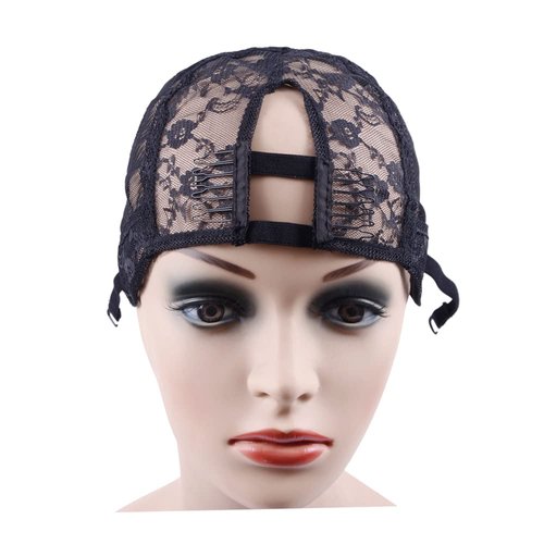 YANTAISIYU 1Pc Wig Cap Weaving Wig Cap with Elastic Band and 2 Hair Clips Front for Wig Making Hair Extensions Weft DIY (Black M)